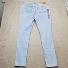 Levi s 711 Skinny Jeans Womens Size 33 Blue Denim Mid-rise Distressed Frayed Hem