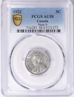 1922 Canada 5 Cent Near S Pcgs Au58 Great Looking Coin 