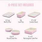      New Greenlife Bakeware Ceramic Pink Nonstick 6 Piece Nonstick Bakeware Set 
