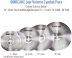 Low Volume Cymbal Pack Quiet Cymbal Set 14  Hi-hat 16  Crash 18  Crash 20  Ride