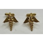 Vintage Sterling Silver Gold Tone Medical Caduceus Cufflinks 9gr