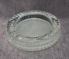 Vtg Ashtray Mcm Large Heavy Thick  Clear Glass Round Cigarette Cigar