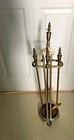 Vintage Premium Solid Brass Metal Fireplace Tools Set W  Stand  27 h     read
