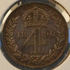 1896 Great Britain Maundy Issue 4 Pence Toned Silver Coin
