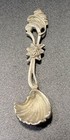Victorian 800 Silver Scalloped Salt Spoon Floral Motif 2 25 Inches