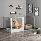3 In 1 Pet Fence Tall Dog Whelping Playpen Box Clear Acrylic Kennel Crate W  Pad