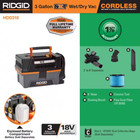 Ridgid 3 Gallon 18-volt Cordless Handheld Nxt Shop Vac Wet Dry Vacuum  tool Only