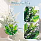 Suncatcher Stained Glass Window Hanging - Flowers Glass Panel With Metal Chain A