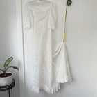 Vintage Hawaiian 1940s Handmade White Palaka Holoku Wedding Dress W train Loop