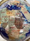 Vintage Large Semi Precious Stone Gemstone World Globe With Compass Brass Lapis