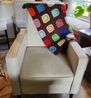 Vtg Granny Square  Homemade Crochet Afghan Roseanne Style 36   42  Lap Throw