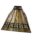 Vtg Tiffany Style Stained Slag Glass Lamp Shade Art Craft Mission Green Diamonds