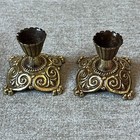 2 Vintage Brass Candlesticks Shabbat Candle Holders Made In Israel Judaica