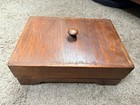 Vintage Sewing Thread Wood Box W  39 Wooden Thread Spools Mixed Brands 1940s   50s