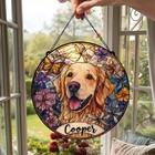 Personalized Golden Retriever Suncatcher Flowers And Butterflies Window Hanging