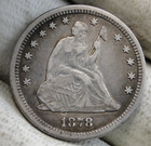 1878 Cc Seated Liberty Quarter