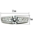 Ladies Cz Ring Emerald Cut Solitaire Accents Silver Rhodium Engagement W133