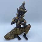 Rare Antique 1940   s Set Of 3 Asian Bronze Seated Musician Sculptures