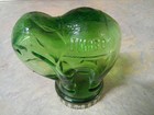 Vintage Jumbo Peanut Butter Green Glass Jar Coin Bank With Original Lid