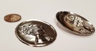 3 Vintage Victorian Lady Head Silver Plated 49x40mm Oval Cameo Findings M290