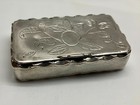 Vintage Sterling Silver Snuff Pill Trinket Box Hinged Floral Engraved