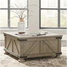 Ashley Furniture Aldwin Engineered Wood Square Coffee Table In Weathered Gray