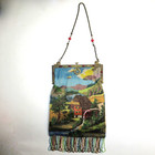 Antique Vintage Purse Micro Beaded Scenic Jeweled Frame - Seller Pays Us Tariff