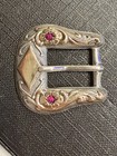 Vintage Mid-century Western Belt Buckle     Sterling Silver   10k Gold Overlay