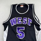 Vintage And1 Team West  5 Basketball Jersey Mens Large Black Stitched Rare Y2k