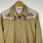Vintage Wrangler Western Embroidered Pearl Snap Long Sleeve Shirt Women s Lg
