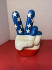 Vintage Retro Rare Composite  peace  Sign Hand Coin Bank Patriotic