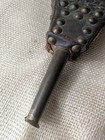 Vintage Fire Place Bellow Fire Starter Hammered Metal Scene Wood Leather 14 