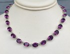 Antique Georgian Amethyst Purple Paste Crystal Sterling Silver Riviere Necklace