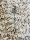Antique Edwardian Silver Stick Pin - Black Enamel  Gold Rose - Victorian Hat Pin