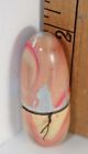 Vntg Miniature Travel Sewing Kit Tube Needles Thimble Art Deco Swirl Painted Cas