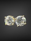 Solid 14k Yellow Gold And Round 8mm Cz Solitaire Basket Stud Earrings Stunning