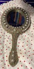 Vintage Ornate Hand Held Victorian Style Mirror- Pearls   Rhinestones- Beautiful