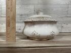 Vtg Covered Powder trinket Jar Gold Trim Design With Lid