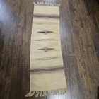 Vintage Chimayo Native Wool Rug Runner Hand Woven Ortega Textile 47 x 15 