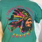 Vintage 80   s Levi   s T-shirt S Small Native American Chief Green Single Stitch 90