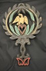 Pair Vtg Wilton Painted Cast Iron Trivets Eagle Hearts   Dove Hearts