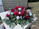 Cemetery Headstone Flower Saddle -outdoor Grave Decoration Red And White
