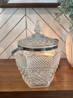 Vintage 1960s Anchor Hocking Wexford Glass Ice Bucket Diamond Pattern W lid 10 