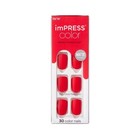 Impress Kiss Color Press-on Manicure Fake Nails  Matte Red Short Length  No
