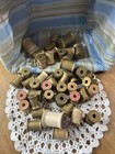 Vintage Lot Of 44 Empty Wooden Sewing Thread Spools Crafts Various Brands   Size