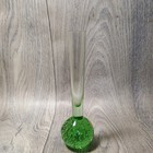 Vintage Hand Blown Glass Bud Vase With Green Ball Controlled Bubble Base 6    Tall