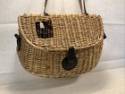 Fly Fishing Trout Fish Creel Wicker rattan Basket Lg  W shoulder Strap Wading