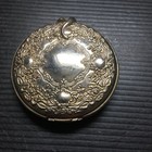 Vintage 1960s Ornate Silver Plate Compact Mirror Box Monogramed 2 75 d X 0 5 h