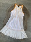 Vtg Nike Maria Sharapova Wimbledon 2005 Tennis Dress White Orange Pleated Sz S m