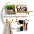 Key Holder Wall Mount With Shelf And Hooks  Mail Organizer For Wall  White